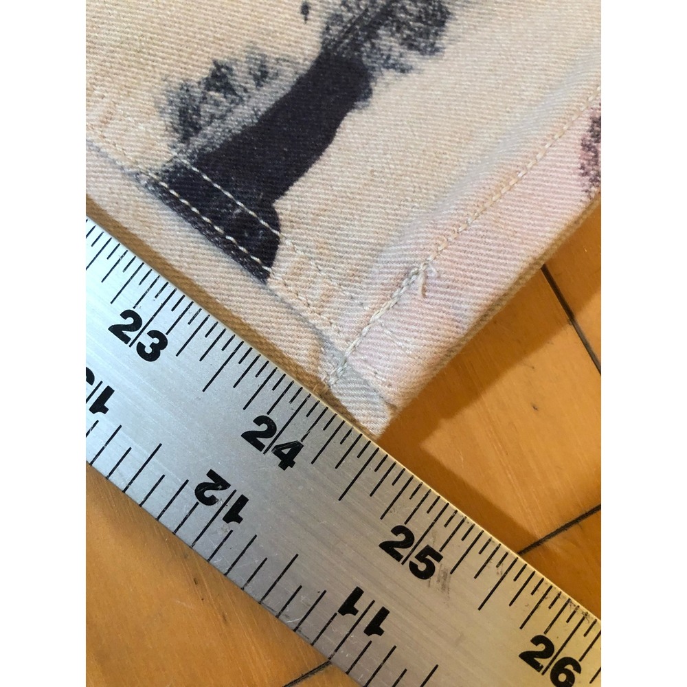Anthropologie Moglea Hand Painted Abstract Straight Leg Jeans White Pink 26 - Picture 4 of 5